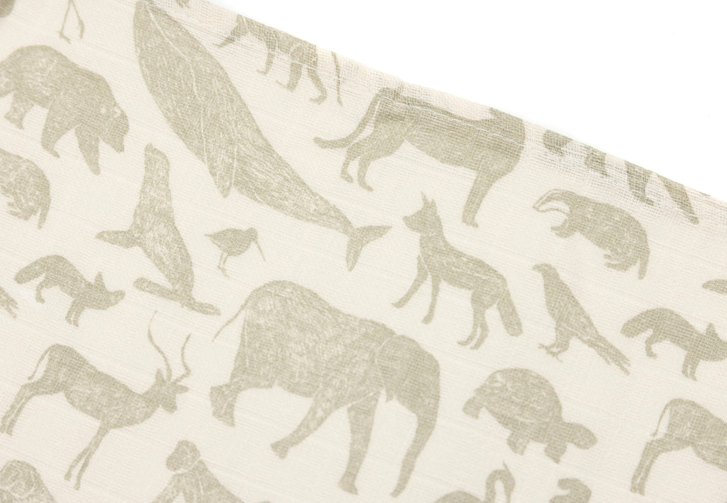 Musselina de pano 70x70cm Animais - Olive Green - Pack 3