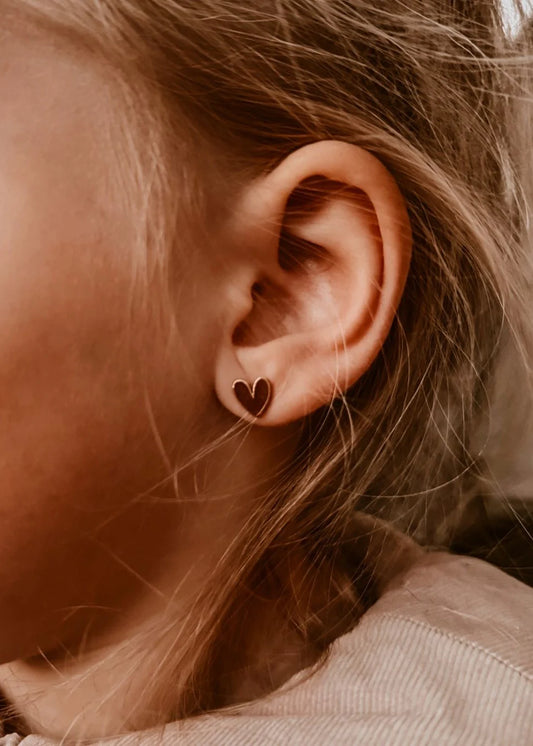 Brincos Studs Earrings - Organic Heart