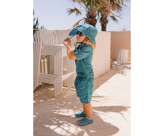 Calções de Banho Infantil Monnëka Whale Teal