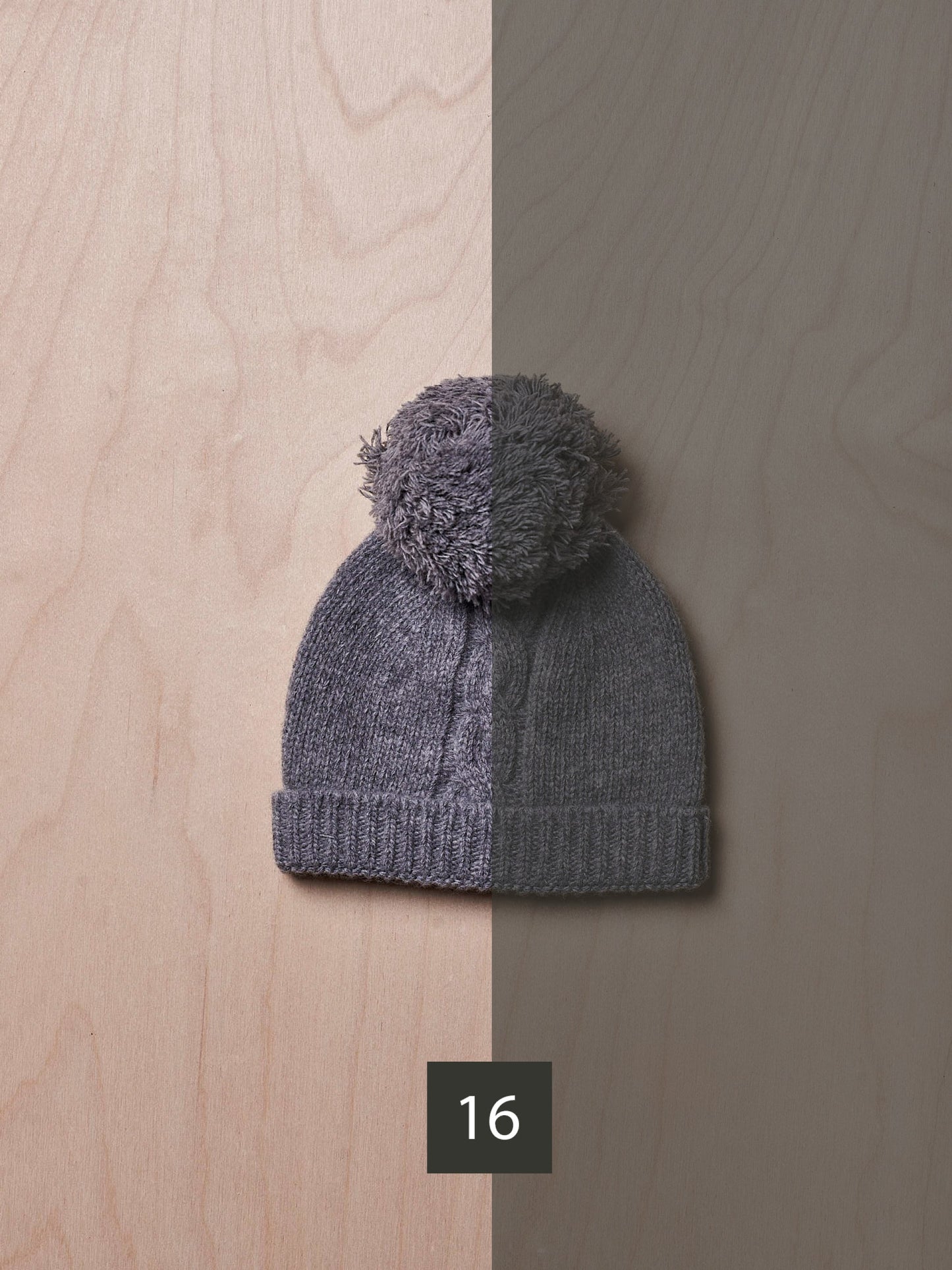 Gorro com pompom tricotado em lã - Verde Escuro