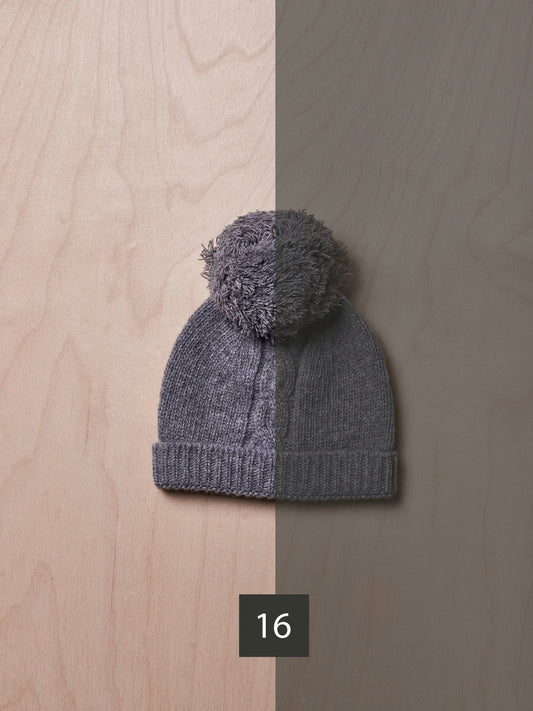Gorro com pompom tricotado em lã - Verde Escuro