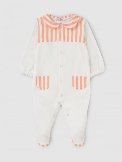Mighty Love - Babygrow com Riscas Coral e Gola Redonda Maria Manuel