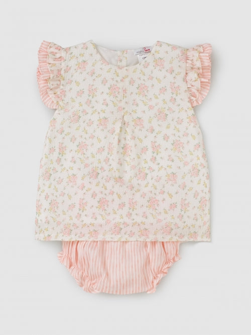 Mighty Love - Conjunto de Túnica e Tapa Fraldas com Estampado Floral Olívia