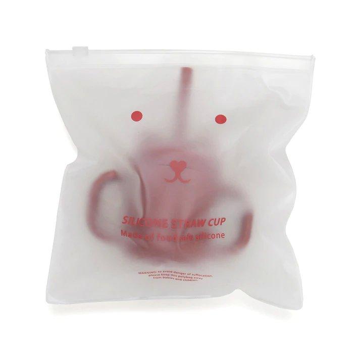 Copo de Silicone com Alças e Palhinha - Little Monkey Mahogany Rose