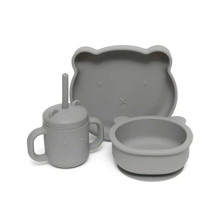 Copo de Silicone com alças e palhinha - Pewter Green