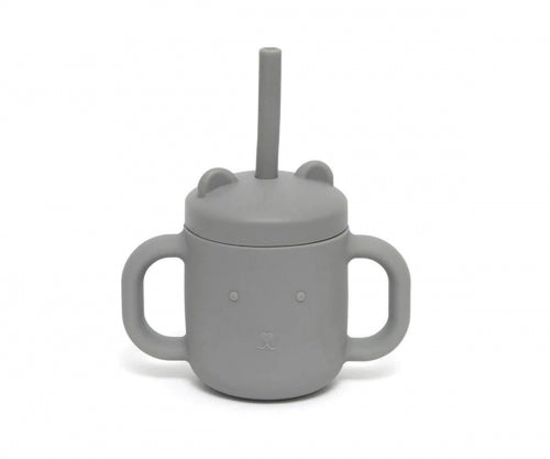 Copo de Silicone com alças e palhinha - Pewter Green