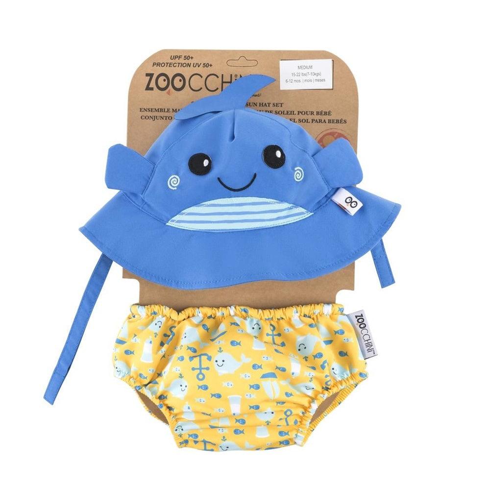 Conjunto De Fralda E Chapéu UPF 50 - Baleia - Loja Papás & Bebés