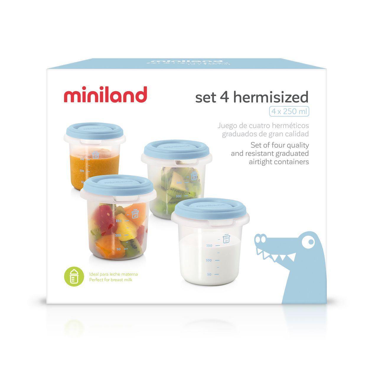 Conjunto de 4 Recipientes Herméticos - Azul - Loja Papás & Bebés