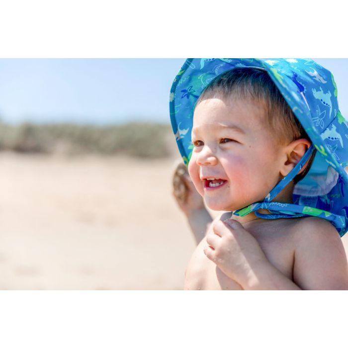 Chapéu com Proteção Solar 50+ Panamá - All Day Aqua Dinosaurs - Loja Papás & Bebés