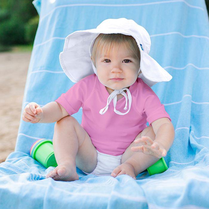 Chapéu com Proteção Solar 50+ com Aba Larga Light Pink - Loja Papás & Bebés