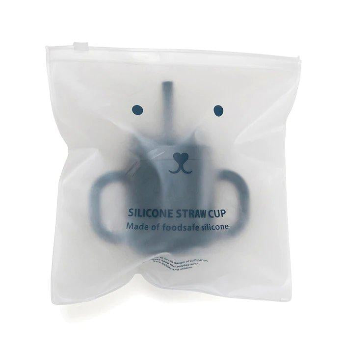 Copo de Silicone com alças e palhinha - Balsam Blue