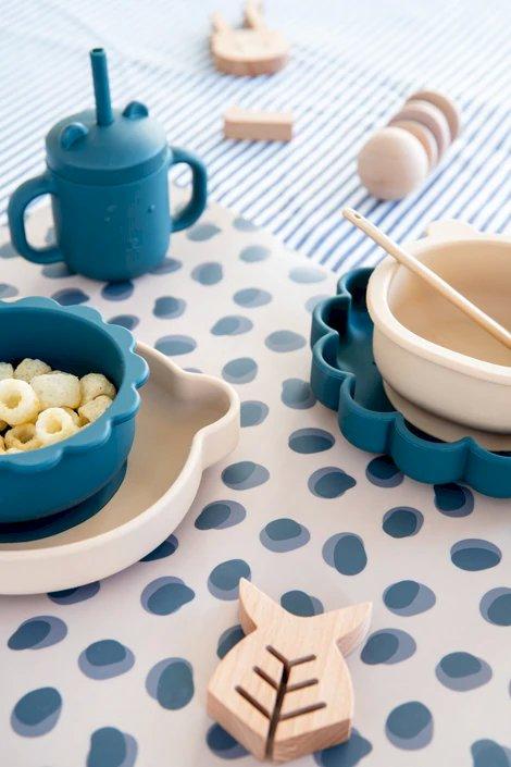 Copo de Silicone com alças e palhinha - Balsam Blue