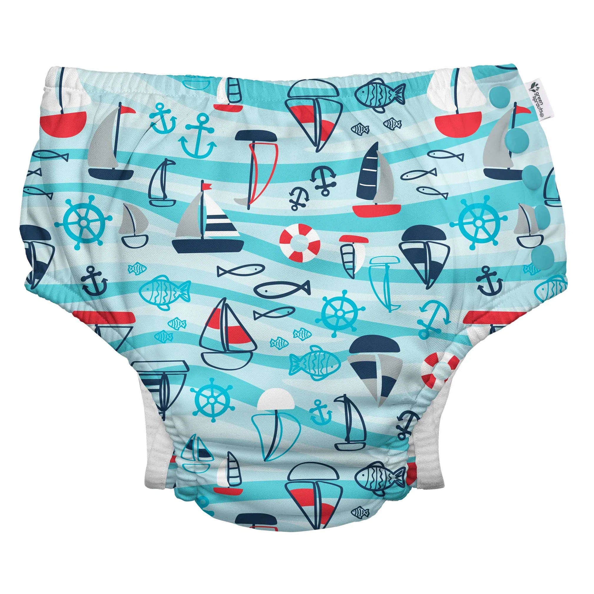 Fralda Reutilizável Para Piscina e Praia - Aqua Navy Nautical – Loja ...