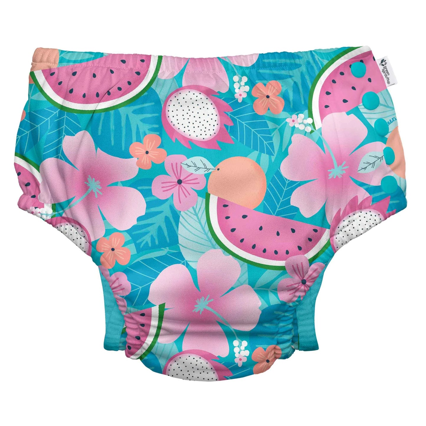 Fralda Reutilizável Para Piscina e Praia - Aqua Tropical Fruit Floral