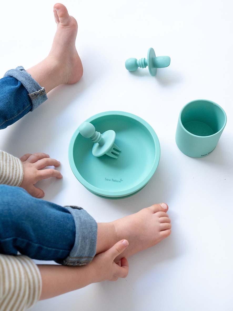 Talheres de iniciação anti-asfixia - Amarelo - Loja Papás & Bebés