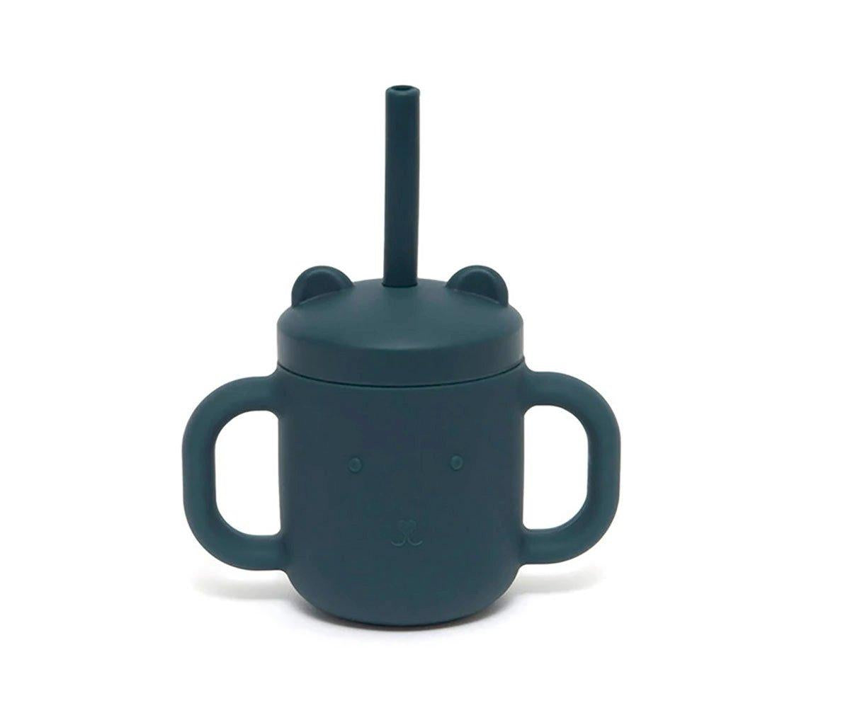 Copo de Silicone com alças e palhinha - Balsam Blue