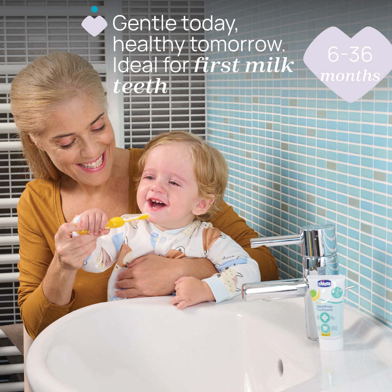 Chicco - Pack 2 Escovas Primeiros Dentes 6-36M Amarelo/Azul