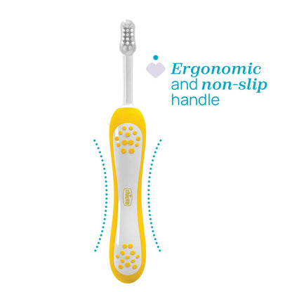 Chicco - Pack 2 Escovas Primeiros Dentes 6-36M Amarelo/Azul