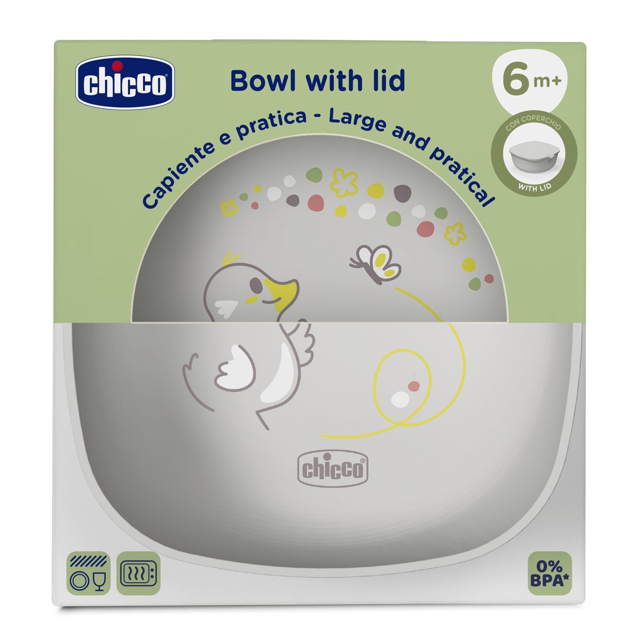 Chicco - Tigela com Tampa Chicco 6M+ Grigio