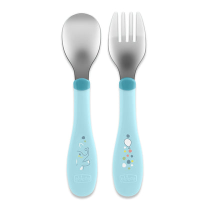Chicco - Conjunto de Talheres Inox 18m+ Azul
