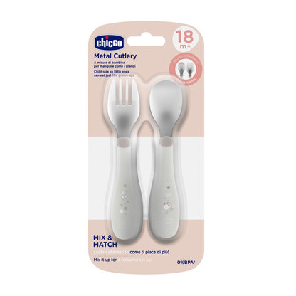 Chicco - Conjunto de Talheres Inox 18m+ Grigio
