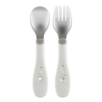 Chicco - Conjunto de Talheres Inox 18m+ Grigio