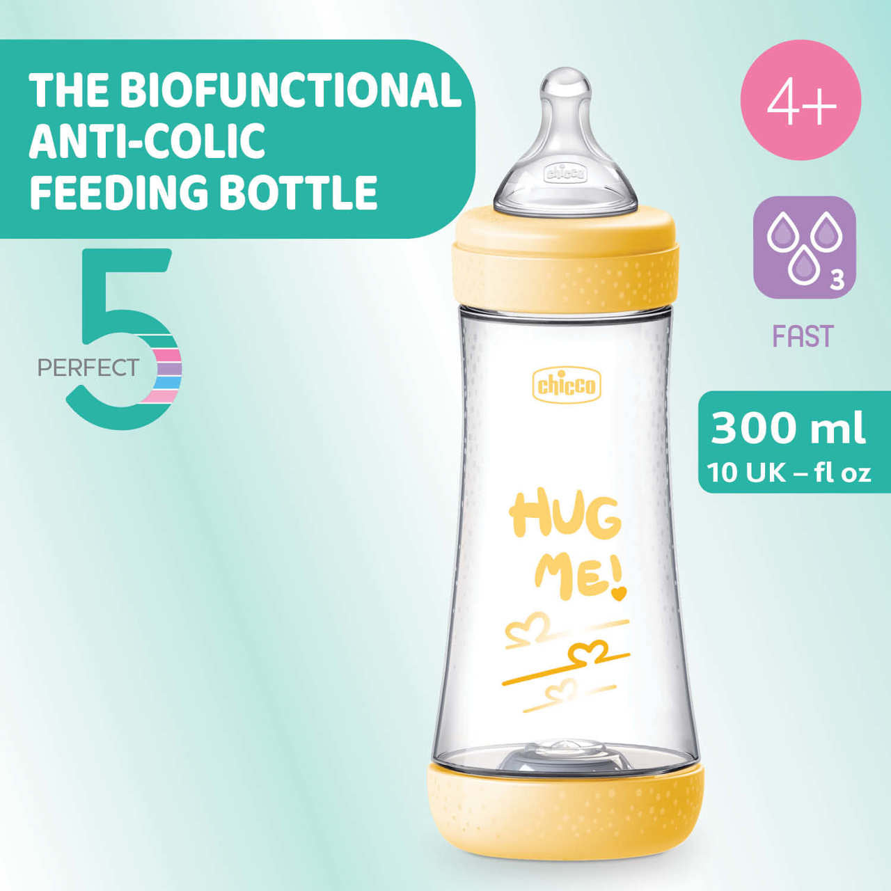 Biberão Perfect 5 300ml Fluxo Rápido Azul
