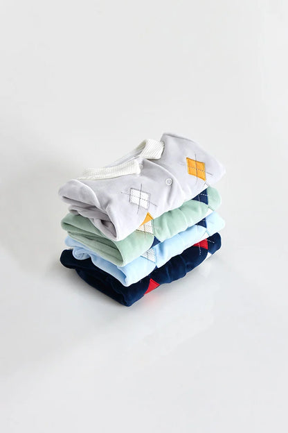 Babygrow Laminado Gola Piquet Menino - Azul bebé