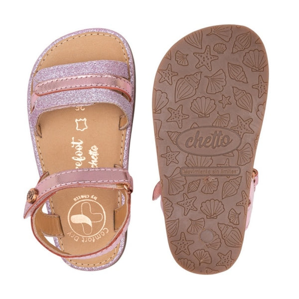 Sandálias em Pele com Velcro Barefoot | Chetto