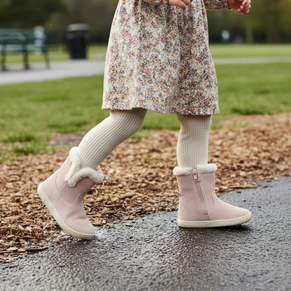 Bota Barefoot Impermeável em Pele com Pelo - Chetto - Rosa