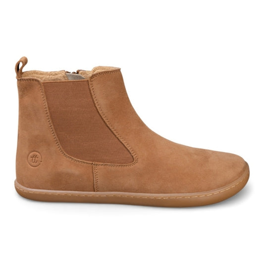 1126542 Camel - Botim Barefoot em Camurça com Elástico e Fecho de Correr Chetto