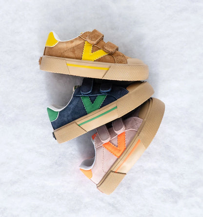 Sapatilhas Victoria - Tribu Forma Larga Couro Rachado & Contraste