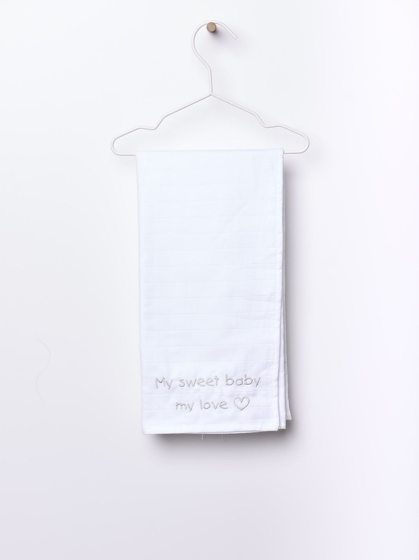 Wedoble - MY SWEET BABY Fralda de Pano Bordada Cinza Claro