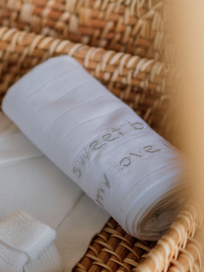 Wedoble - MY SWEET BABY Fralda de Pano Bordada Cinza Claro