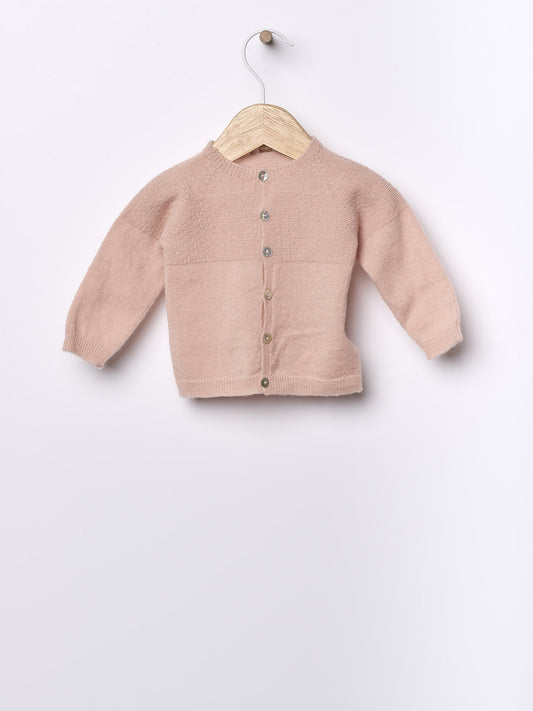 Wedoble - LITTLE LOVE Casaco Tricotado em Lã Merino e Caxemira 
 Rosa Médio