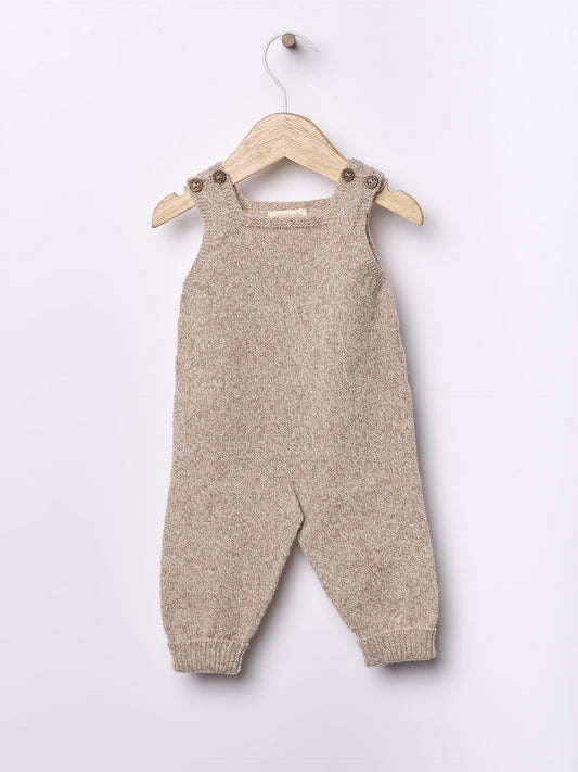 Wedoble - LITTLE TEDDY BEAR Jardineiras Tricotadas em Lã Merino Castanho Mouliné