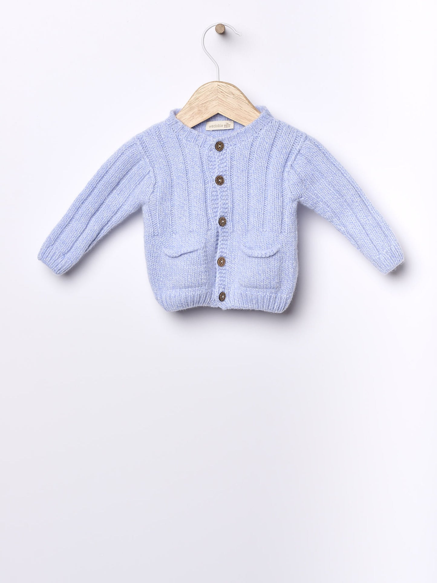 Wedoble - BUNNY AND FRIENDS Casaco Tricotado em Lã Merino Azul Mouliné