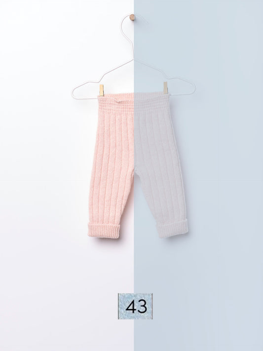 Wedoble - BUNNY AND FRIENDS Calças Tricotadas em Lã Merino Azul Mouliné