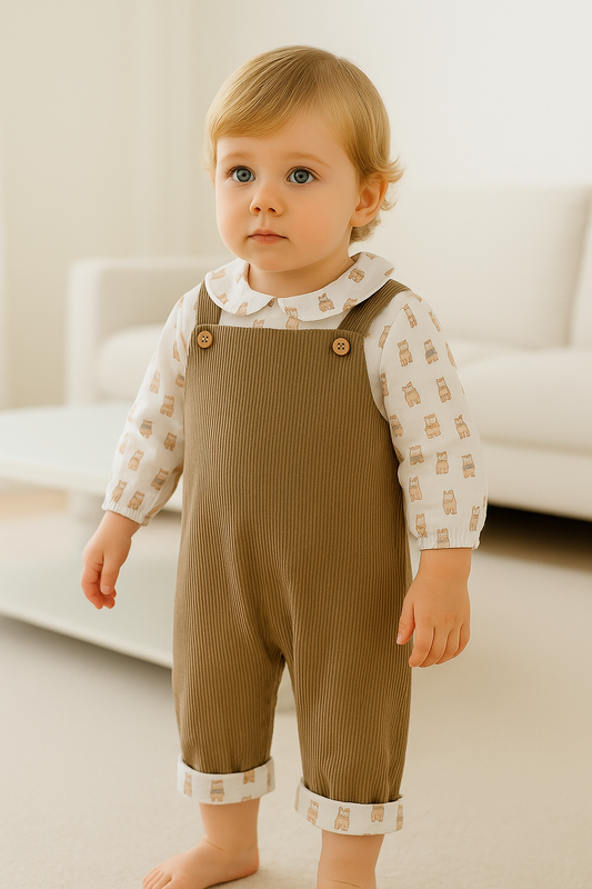 Mighty Love - Jardineira e blusa Bear