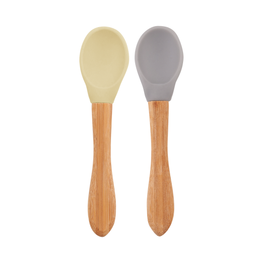 Pack de 2 Colheres de Silicone e Bamboo - Mellow Yellow/Powder Grey