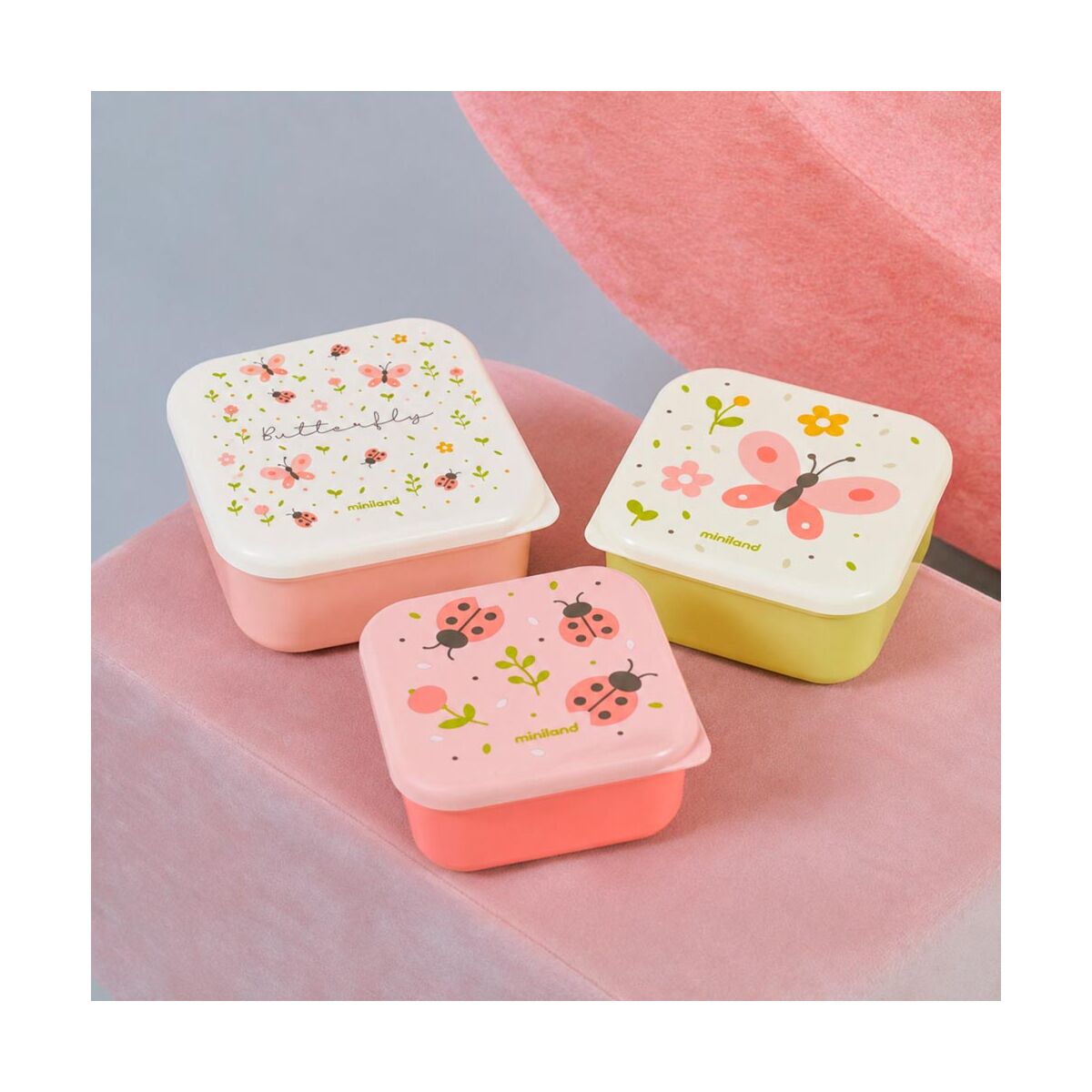 Conjunto de 3 Caixas Snackbox Miniland - Butterfly