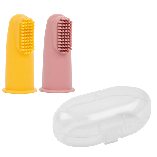 Escova de dentes para bebé - Conjunto de 2 escovas em silicone - Rosa