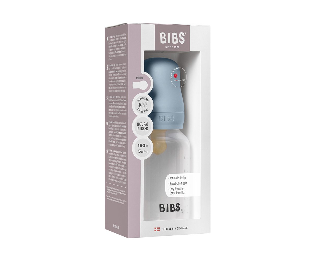BIBS Biberão Plástico com Tetina em Látex - Baby Blue 150 ml