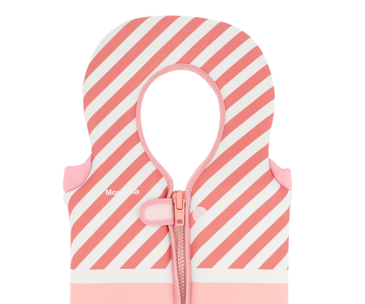 Colete Flutuador Aprendizagem 1-2 Anos Monnëka Stripes Bloom & Blush