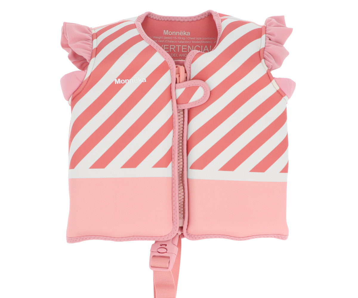 Colete Flutuador Aprendizagem Monnëka Stripes Bloom & Blush