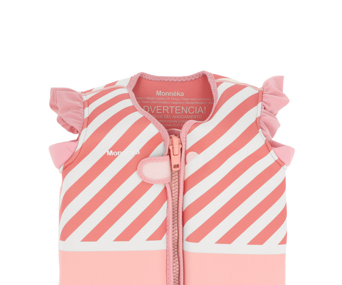 Colete Flutuador Aprendizagem Monnëka Stripes Bloom & Blush