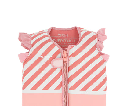 Colete Flutuador Aprendizagem Monnëka Stripes Bloom & Blush