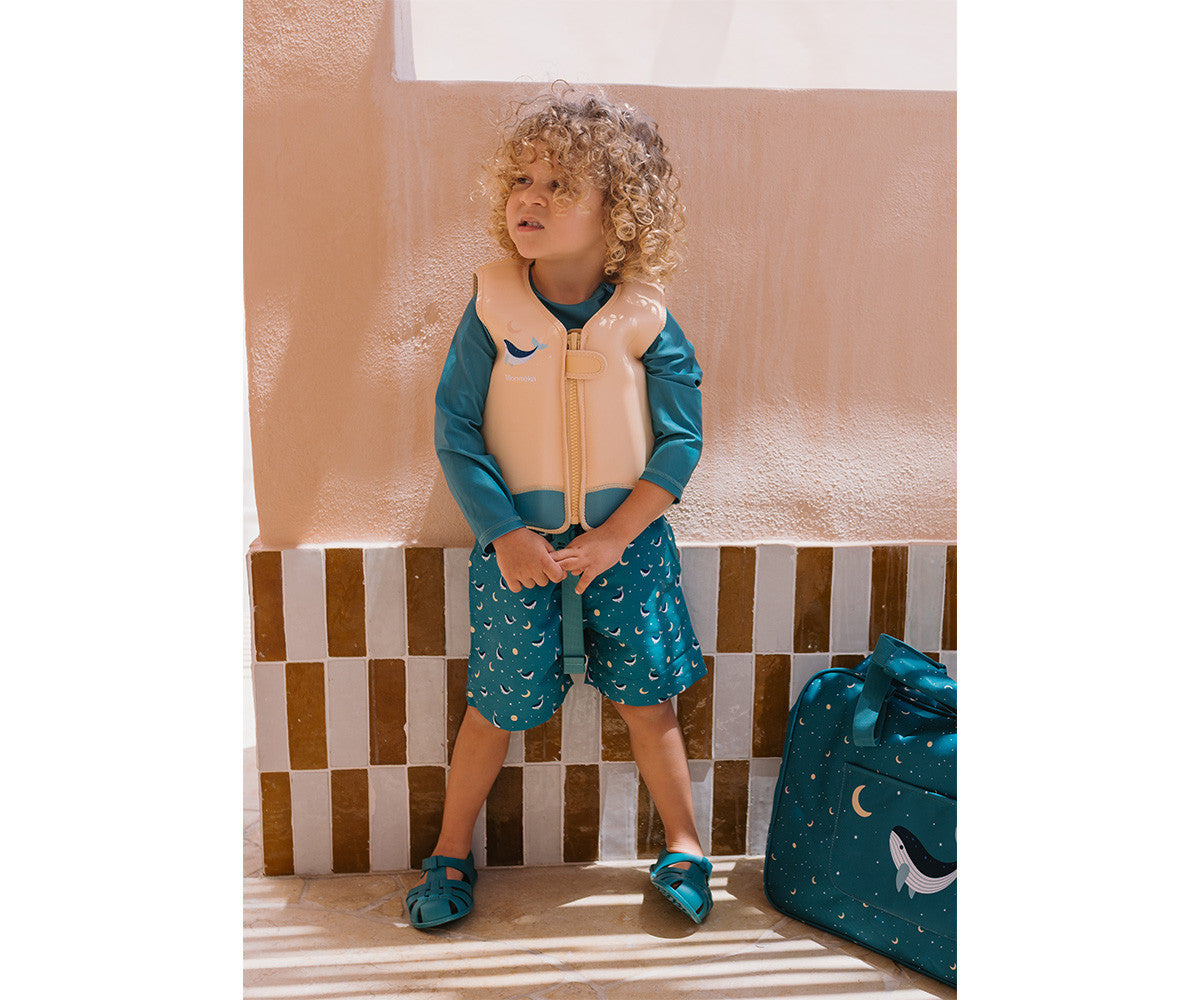 Calções de Banho Infantil Monnëka Whale Teal