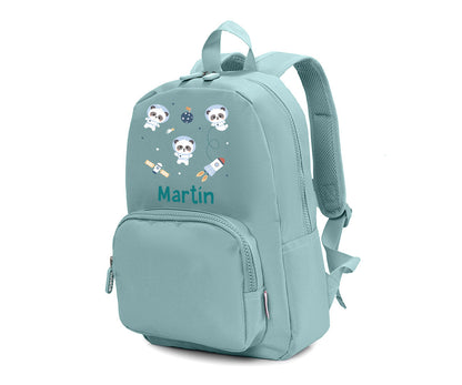 Mochila Solid Color Green Personalizável Pandas in Space - Tutete