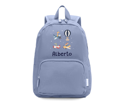 Mochila Solid Color Marine Personalizável Planes - Tutete